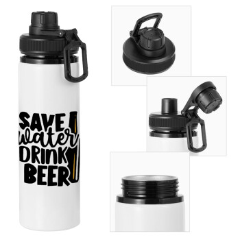 Save Water, Drink BEER, Μεταλλικό παγούρι νερού με καπάκι ασφαλείας, αλουμινίου 850ml