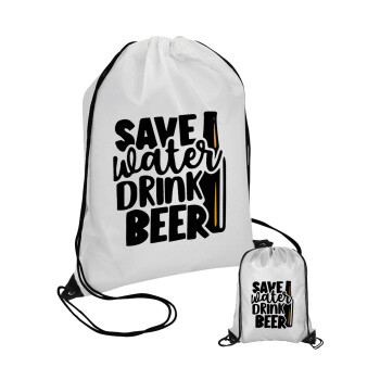 Save Water, Drink BEER, Pouch bag with black cords (1 piece)