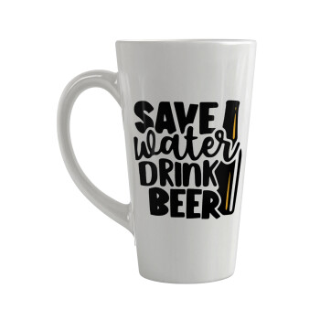 Save Water, Drink BEER, Κούπα κωνική Latte Μεγάλη, κεραμική, 450ml