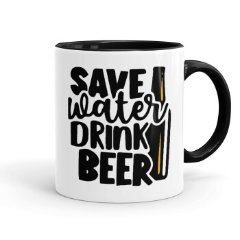 Save Water, Drink BEER, Mug colored black, ceramic, 330ml