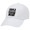 Adult Baseball Cap White 5-panel (POLYESTER, ADULT, UNISEX, ONE SIZE)