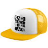 Adult Soft Trucker Hat with Yellow/White Mesh (POLYESTER, ADULT, UNISEX, ONE SIZE)