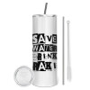 Eco friendly ποτήρι θερμό (tumbler) από ανοξείδωτο ατσάλι 600ml, με μεταλλικό καλαμάκι & βούρτσα καθαρισμού