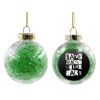 Transparent Christmas tree ball ornament with green filling 8cm