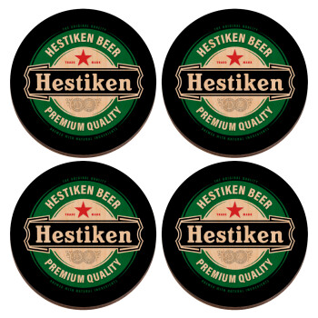 Hestiken Beer, ΣΕΤ x4 Σουβέρ ξύλινα στρογγυλά plywood (9cm)