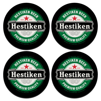Hestiken Beer, SET of 4 round wooden coasters (9cm)