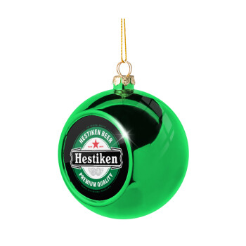 Hestiken Beer, Green Christmas tree ornament ball 8cm