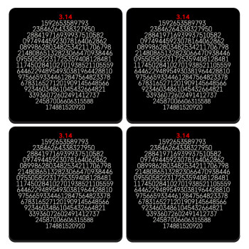 π 3.14, ΣΕΤ 4 Σουβέρ ξύλινα τετράγωνα (9cm)