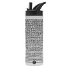 Metallic thermos bottle with straw & handle, stainless steel (Stainless steel 304), double-walled, 600ml.