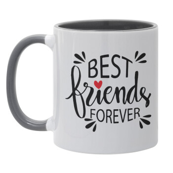 Best Friends forever, Κούπα χρωματιστή γκρι, κεραμική, 330ml