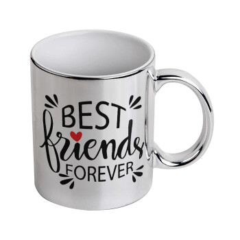 Best Friends forever, Κούπα κεραμική, ασημένια καθρέπτης, 330ml