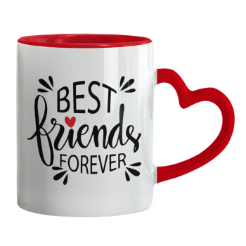 Best Friends forever, Κούπα καρδιά χερούλι κόκκινη, κεραμική, 330ml