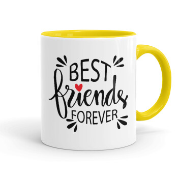 Best Friends forever, Κούπα χρωματιστή κίτρινη, κεραμική, 330ml