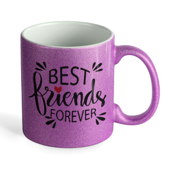 Best Friends forever, Κούπα Μωβ Glitter που γυαλίζει, κεραμική, 330ml