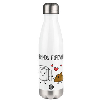 Friends forever, Metal mug thermos White (Stainless steel), double wall, 500ml
