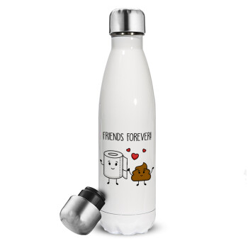 Friends forever, Metal mug thermos White (Stainless steel), double wall, 500ml