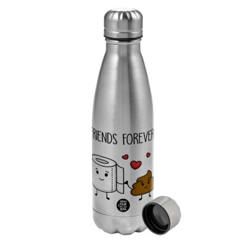 Friends forever, Metallic water bottle, stainless steel, 750ml