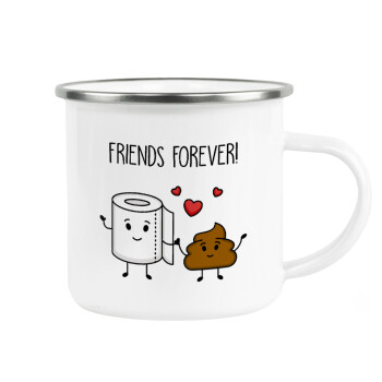 Friends forever, Metallic enamel cup white 360ml