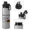 Metallic water bottle with safety cap, 850ml aluminum