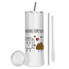 Tumbler stainless steel 600ml, with metal straw & cleaning brush