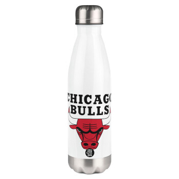 Chicago Bulls, Metal mug thermos White (Stainless steel), double wall, 500ml