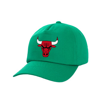 Chicago Bulls, Καπέλο παιδικό Baseball, 100% Βαμβακερό Twill, Πράσινο (ΒΑΜΒΑΚΕΡΟ, ΠΑΙΔΙΚΟ, UNISEX, ONE SIZE)