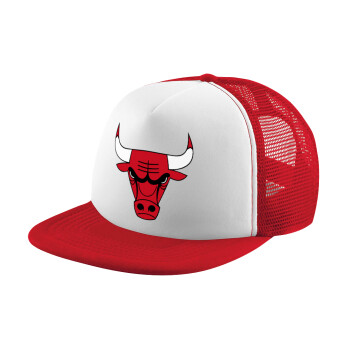 Chicago Bulls, Children's Soft Trucker Hat with Red/White Mesh (POLYESTER, CHILDREN'S, ONE SIZE)