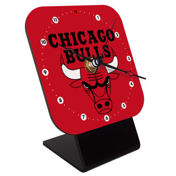 Chicago Bulls, Quartz Wooden table clock with hands (10cm)