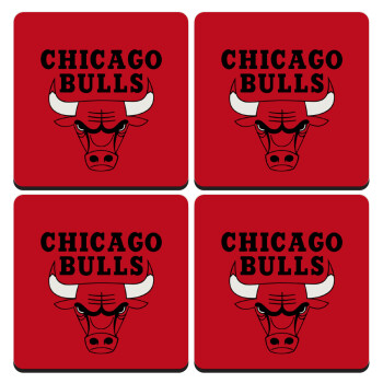 Chicago Bulls, ΣΕΤ 4 Σουβέρ ξύλινα τετράγωνα (9cm)