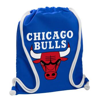 Chicago Bulls, Backpack pouch GYMBAG Blue, with pocket (40x48cm) & thick cords