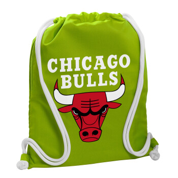 Chicago Bulls, Τσάντα πλάτης πουγκί GYMBAG LIME GREEN, με τσέπη (40x48cm) & χονδρά κορδόνια