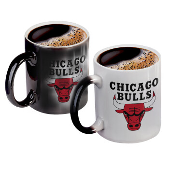 Chicago Bulls, Color changing magic Mug, ceramic, 330ml when adding hot liquid inside, the black colour desappears (1 pcs)
