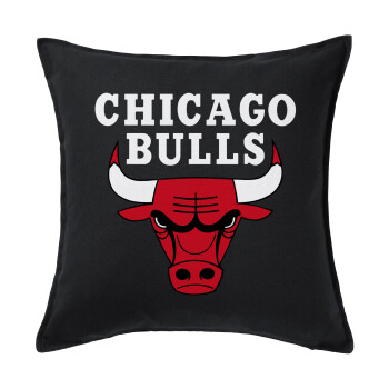 Chicago Bulls, Μαξιλάρι καναπέ Μαύρο 100% βαμβάκι, περιέχεται το γέμισμα (50x50cm)