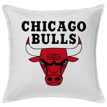 Chicago Bulls, Μαξιλάρι καναπέ ΛΕΥΚΟ 100% βαμβάκι, περιέχεται το γέμισμα (50x50cm)