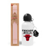 Easter Set, metallic aluminum bottle (500ml) & aromatic flat Easter candle (30cm) (PINK)