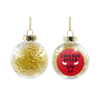 Chicago Bulls, Transparent Christmas tree ball ornament with gold filling 8cm