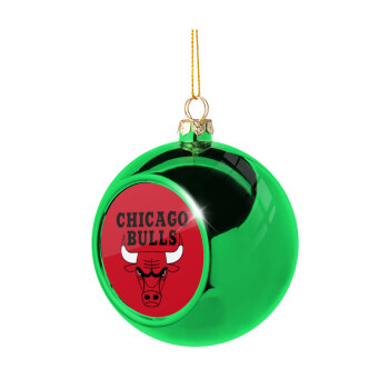 Chicago Bulls, Green Christmas tree ornament ball 8cm