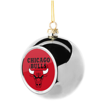 Chicago Bulls, Silver 8cm Christmas tree ball ornament