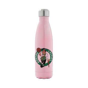 Boston Celtics, Metal mug thermos Pink Iridiscent (Stainless steel), double wall, 500ml