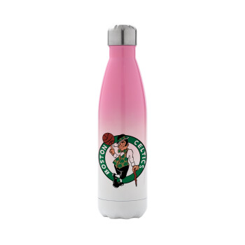 Boston Celtics, Μεταλλικό παγούρι θερμός Ροζ/Λευκό (Stainless steel), διπλού τοιχώματος, 500ml