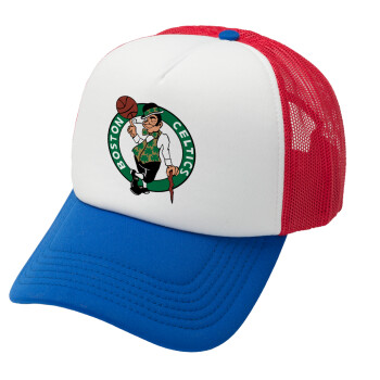 Boston Celtics, Καπέλο Ενηλίκων Soft Trucker με Δίχτυ Red/Blue/White (POLYESTER, ΕΝΗΛΙΚΩΝ, UNISEX, ONE SIZE)