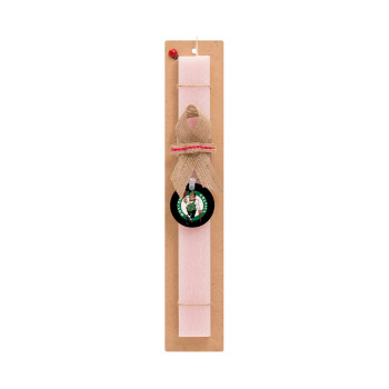 Boston Celtics, Easter Set, wooden keychain & scented flat Easter candle (30cm) (PINK)