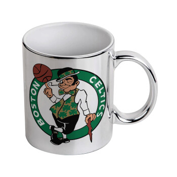Boston Celtics, Mug ceramic, silver mirror, 330ml