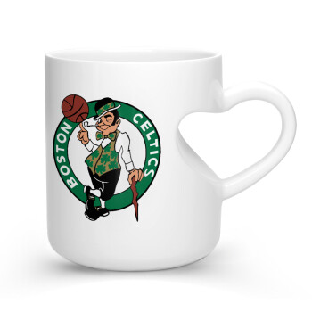 Boston Celtics, Κούπα καρδιά λευκή, κεραμική, 330ml