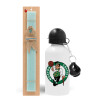 Easter Set, metallic aluminum water bottle (500ml) & scented flat candle (30cm) (TURQUOISE)