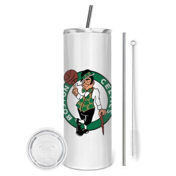 Boston Celtics, Eco friendly stainless steel tumbler 600ml, with metal straw & cleaning brush