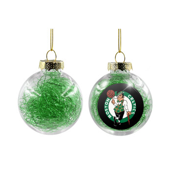 Boston Celtics, Transparent Christmas tree ball ornament with green filling 8cm