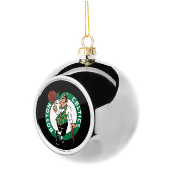 Boston Celtics, Silver 8cm Christmas tree ball ornament