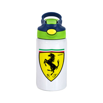 Ferrari, Παιδικό παγούρι θερμό, ανοξείδωτο, με καλαμάκι ασφαλείας, πράσινο/μπλε (350ml)