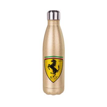 Ferrari, Glitter gold stainless steel thermos bottle, double-walled, 500ml